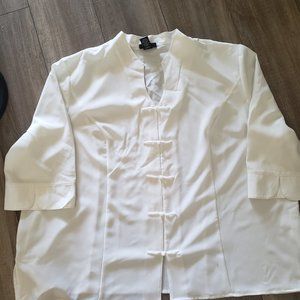 Maggie Barnes White Three/Quarter  Sleeve Button Down  Top Blouse Size 3x(26/28)